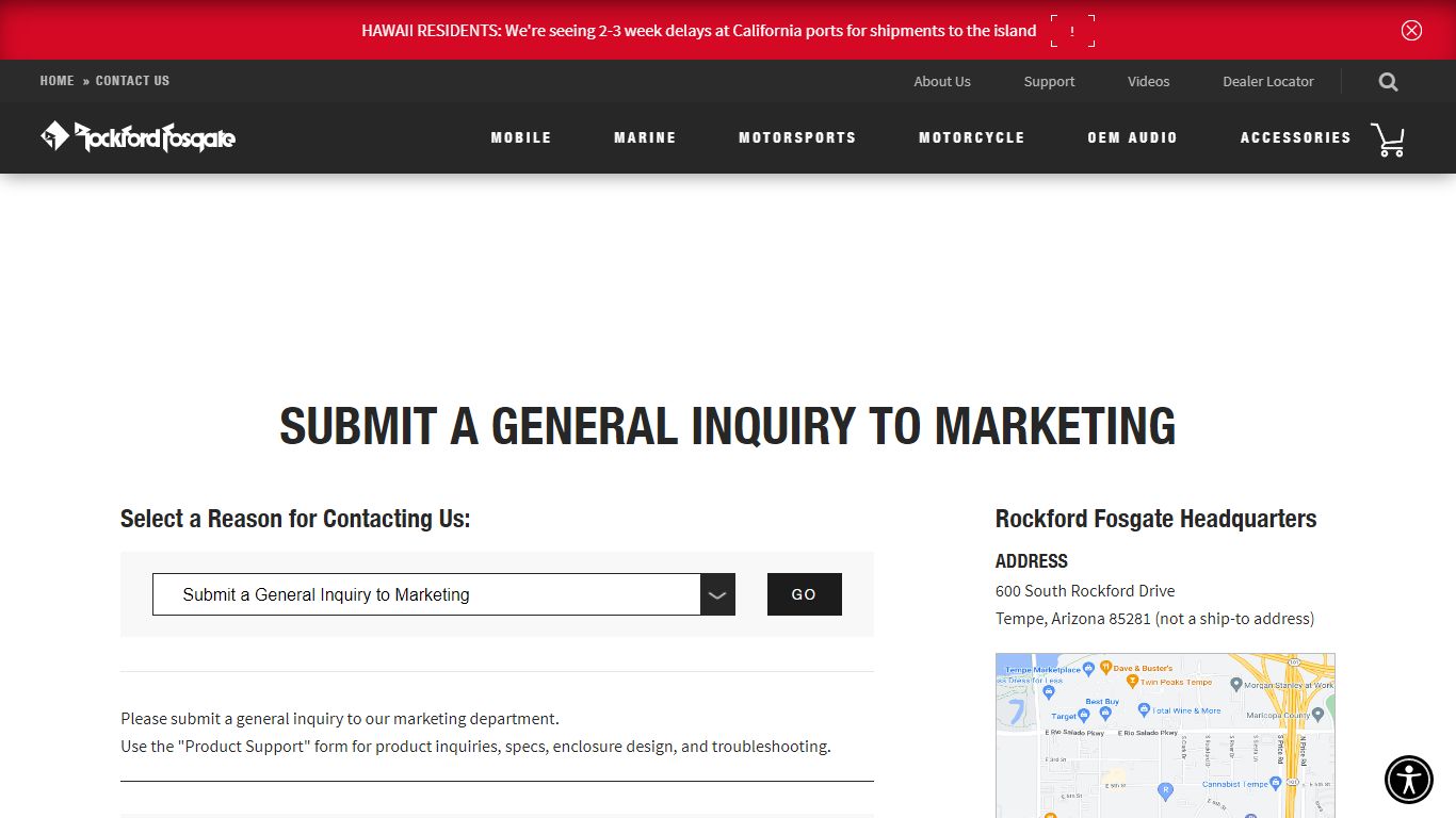 Submit a General Inquiry to Marketing | Rockford Fosgate