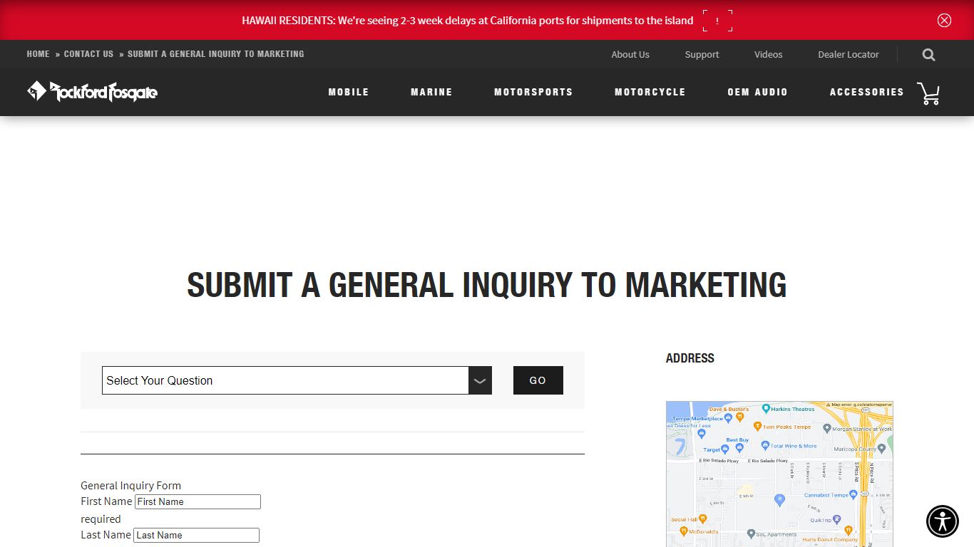 Submit a General Inquiry to Marketing | Rockford Fosgate