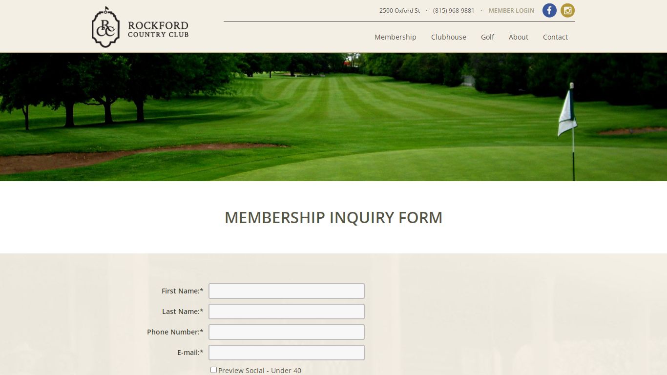 Membership Inquiry Form - Rockford Country Club